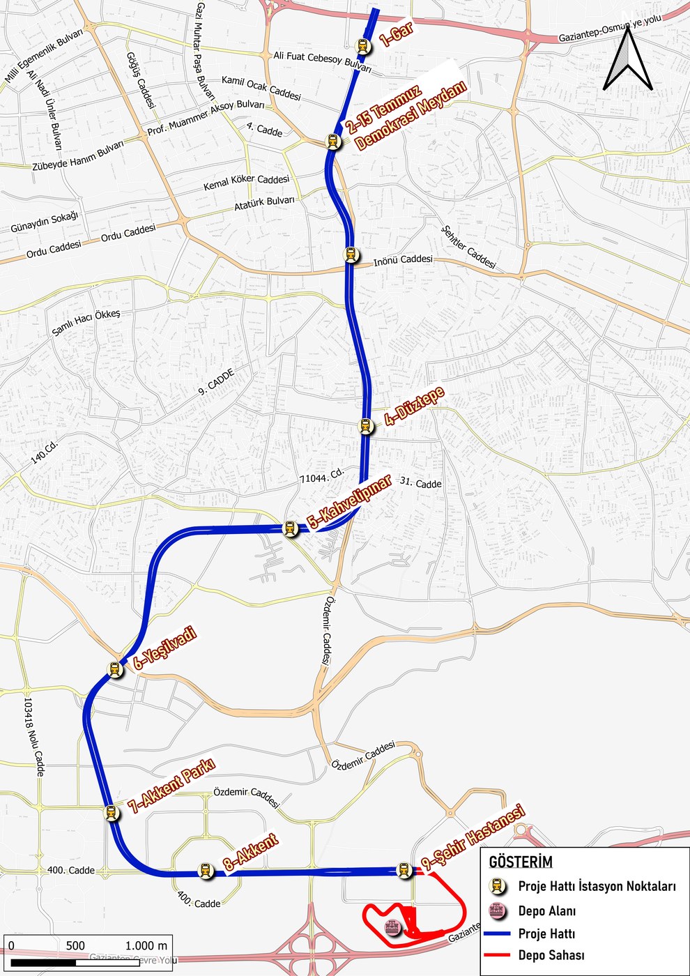 Gaziantep Gar–Düztepe–Hastane Hattında İstasyon Planı Geliştirildi